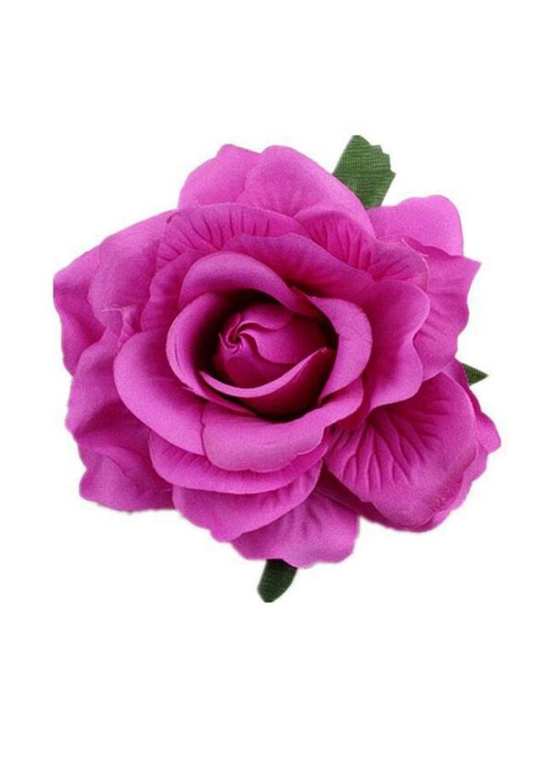 VEICOSTT - Women Rose Flower Hair Clip Hair Accessories Flower Brooch Pin ZFJ11 Fuchsia - Image 1