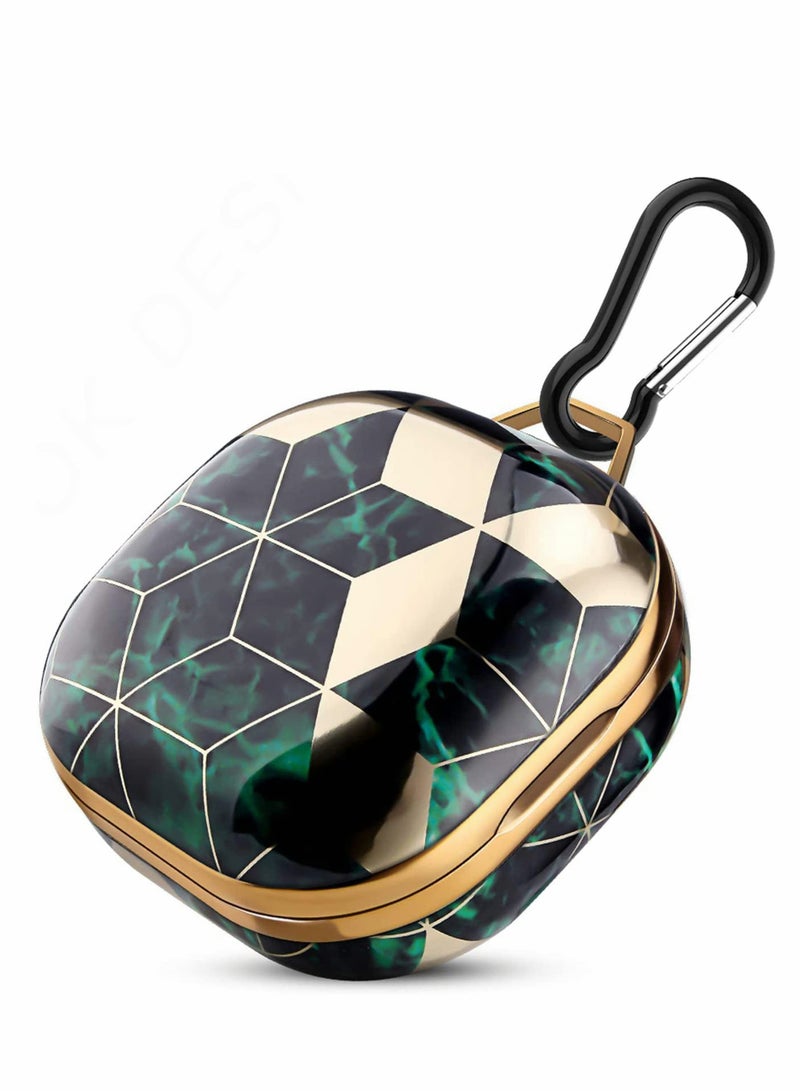 Excefore Carrying Case for Galaxy Buds Full-Body Protective TPU Soft Thin Light-Weighted Cover with Keychain Protective Shock-Proof Anti-drop Case (Green Gold Marble) - Image 1