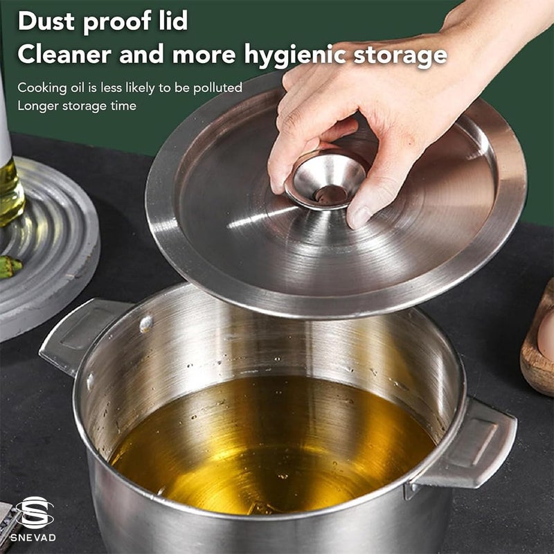 Snevad 28L Stainless Steel Oil Filter Pot Strainer Bowl with Lid for Kitchen Storage Frying Oil Storage Cooking Can Oil Container Grease Bacon Grease Saver Deep Fryer Pot for Kitchen Storing Frying - Image 3