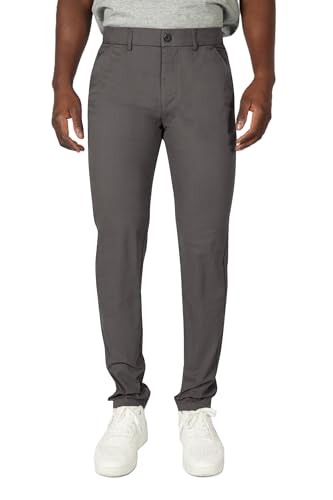 Plaid&Plain Men's Skinny Stretchy Grey Pants Colored Pants Slim Fit Slacks Tapered Trousers 819 Grey 34X32 - Image 5