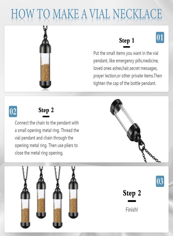 MTLEE 4 Glass Vial Necklace Pendant Set Include 4 Stainless Steel Cremation Urn Blood Pendant Put Ashes in Vial Tube Urn Keepsake Memory with Chain 4 Snake Chain Necklace - Image 4
