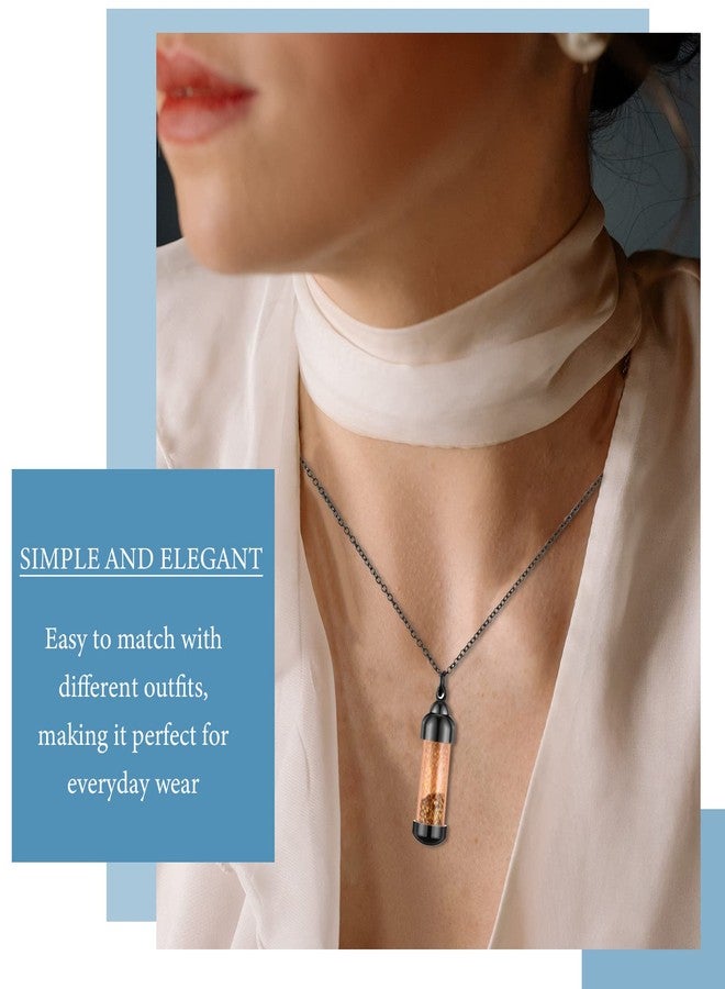 MTLEE 4 Glass Vial Necklace Pendant Set Include 4 Stainless Steel Cremation Urn Blood Pendant Put Ashes in Vial Tube Urn Keepsake Memory with Chain 4 Snake Chain Necklace - Image 5
