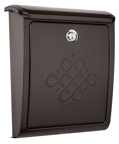 Architectural Mailboxes Bordeaux™ Locking, Wall-Mounted Mailbox for Outside, Decorative Metal Galvanized Steel Medium Mail Box with Lock and Key Drop Box, Rubbed Bronze - Image 1