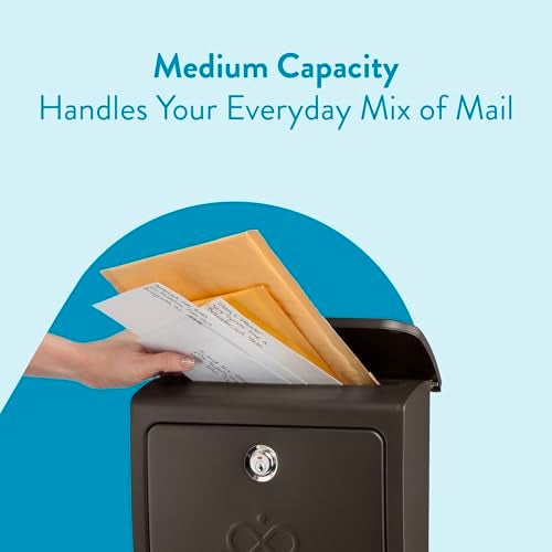 Architectural Mailboxes Bordeaux™ Locking, Wall-Mounted Mailbox for Outside, Decorative Metal Galvanized Steel Medium Mail Box with Lock and Key Drop Box, Rubbed Bronze - Image 3