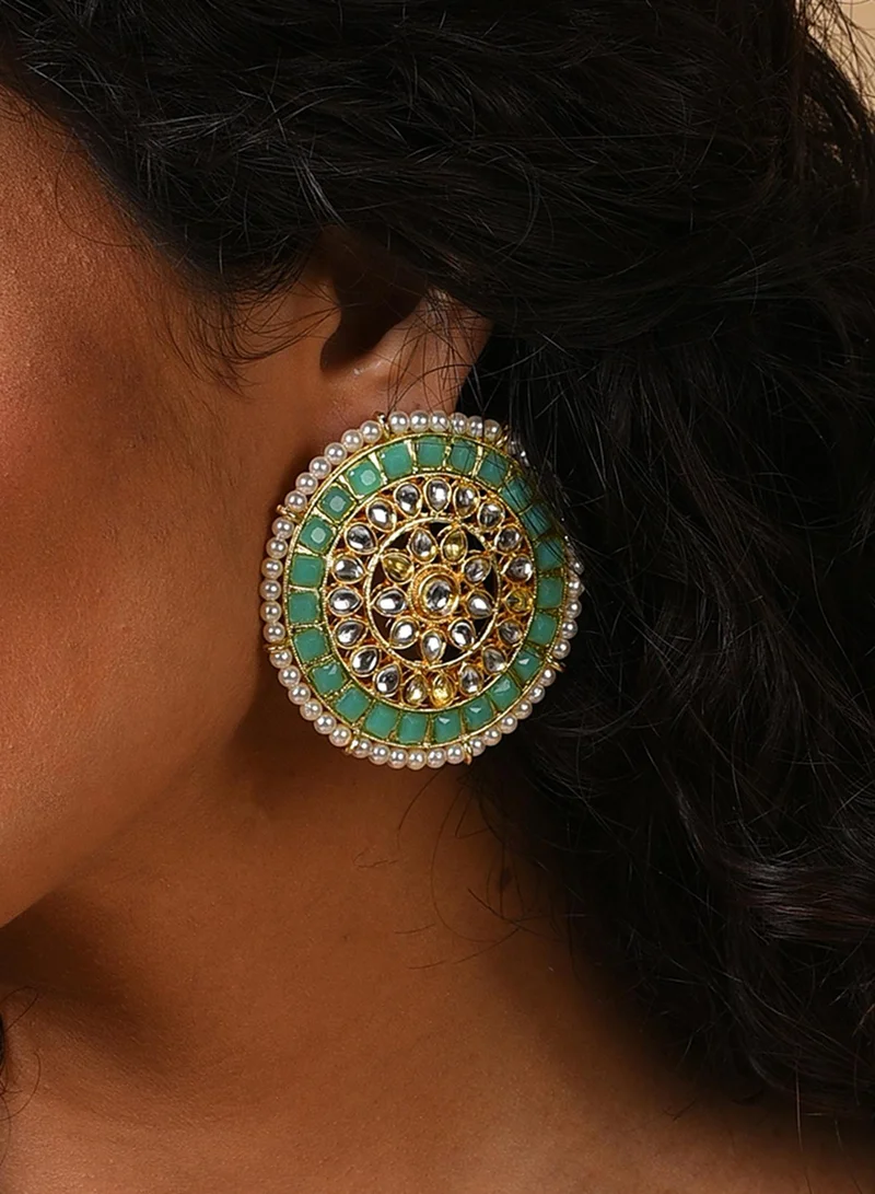 SOHI Green Contemporary Artificial Stud Earring Jewellery