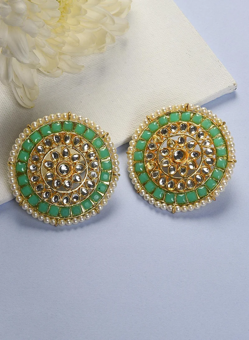 SOHI Green Contemporary Artificial Stud Earring Jewellery