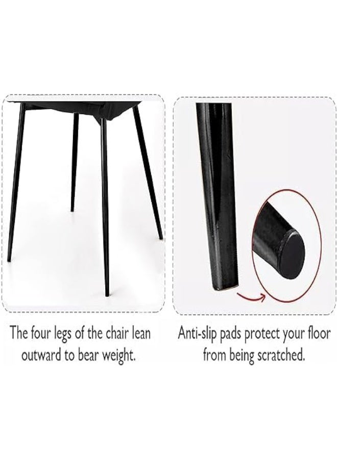 Poppins Home Poppins HOME Soft Velvet Seat and Back With Black Legs Thick Seat Cushion Metal Legs Armchairs for Dining Room and Living Room (Light Grey) - Image 4