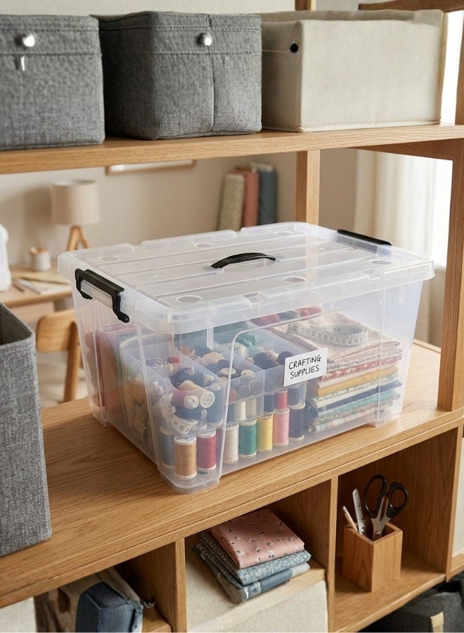 Marcolo Storage Box 16L Transparent Plastic Organizer with Lid Multipurpose Storage Container - Image 1
