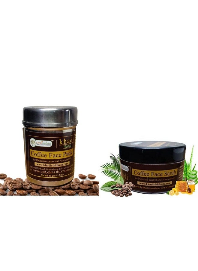 Khadi Rishikesh Herbal Coffee Face Care Combo Coffee Face Pack + Coffee Face Scrub Tan Removal | For Women & Men | Removes Blackheads,Acne Control,Anti Aging,Skin Glowing Brighteing-100gm-Women & Men-WITH MAKEUP BLENDER FREE - Image 1