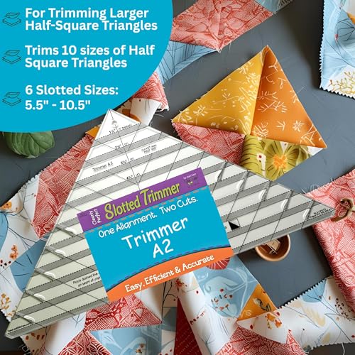 New Leaf Stitches Cleary Perfect Slotted Trimmer A2 by New Leaf Stitches – Quilting Ruler Template and Stencil for Cutting All Sides of Larger Half Square Triangles – 6 Slotted Sizes 5.5 Inch to 10.5 Inch - Image 3