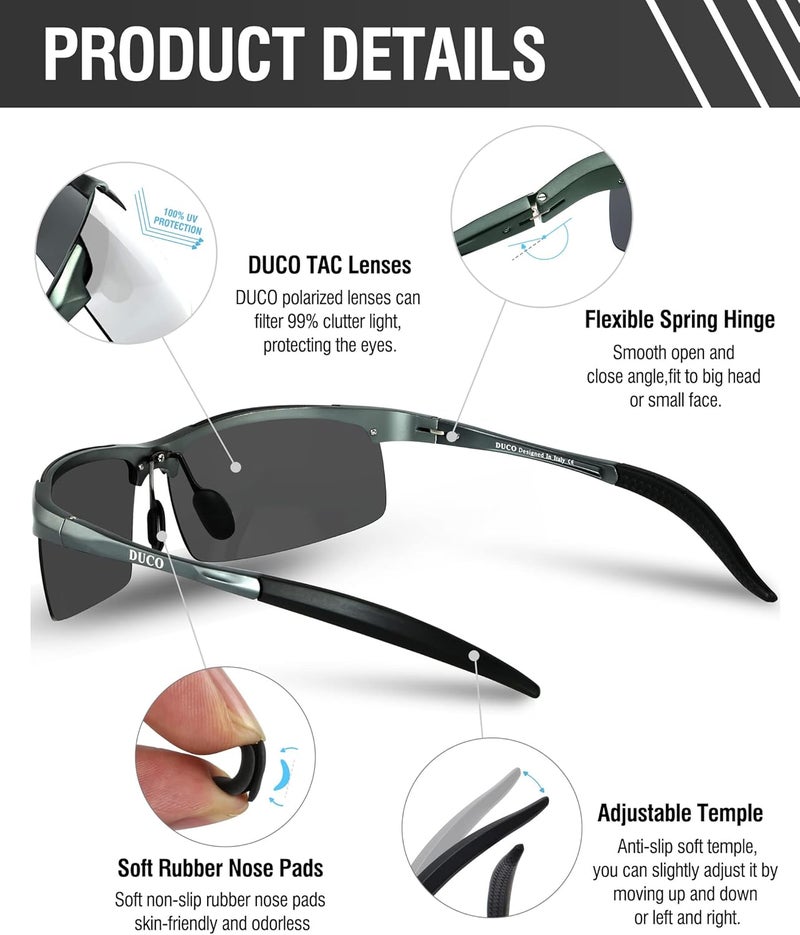 Duco Mens Sports Polarized Sunglasses UV Protection Sunglasses for Men 8177s - Image 5