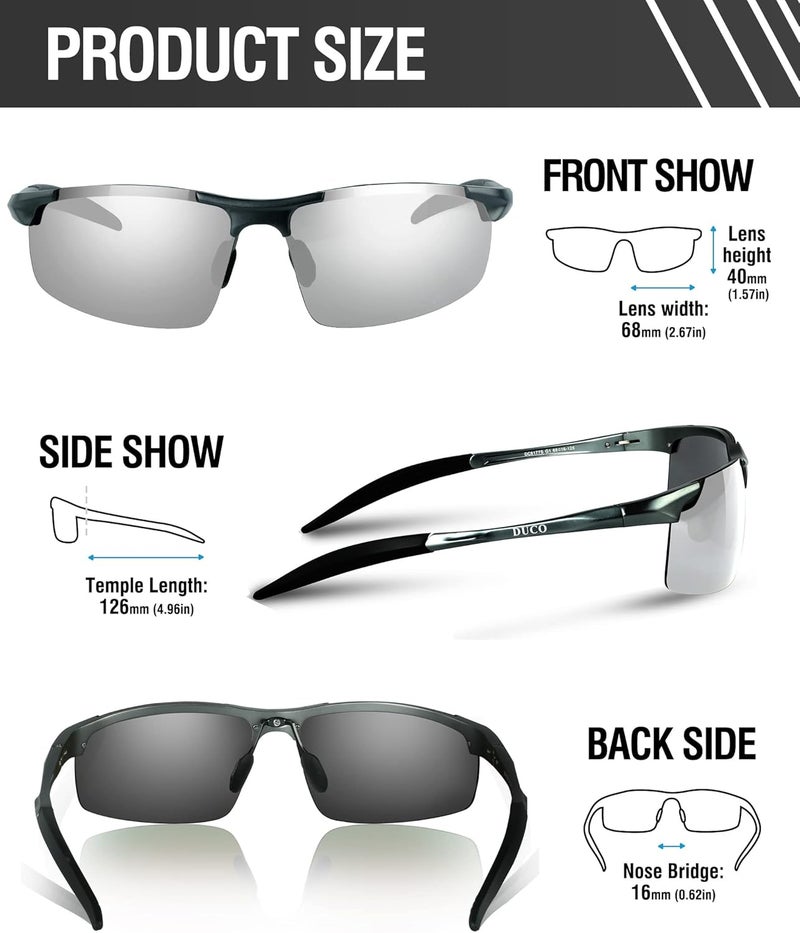 Duco Mens Sports Polarized Sunglasses UV Protection Sunglasses for Men 8177s - Image 3