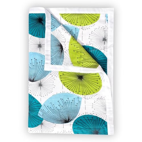 Divine Casa Glace Cotton 120 GSM Reversible Lightweight Printed Single Bed AC Dohar Blanket Quilt - Pink and Turquoise Green| TC - 120 - Image 1