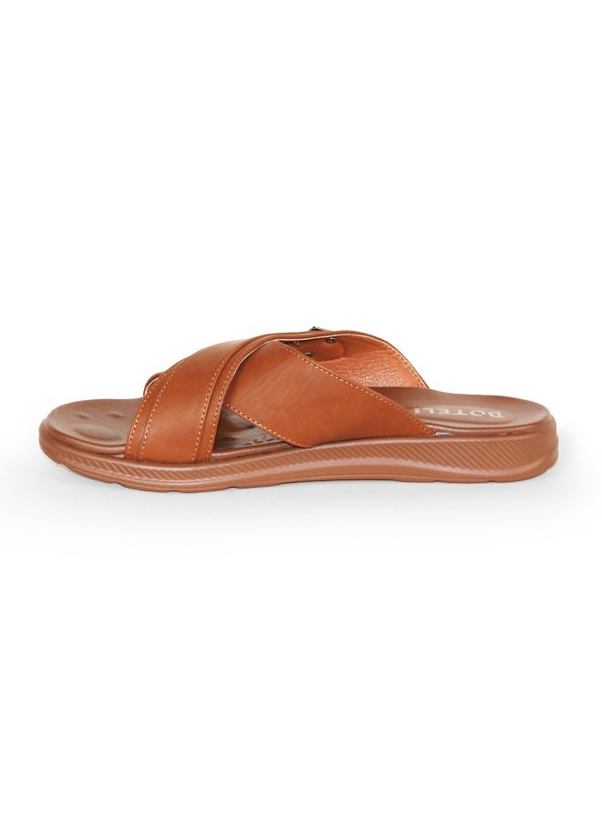 BOTELI High Quality Men 40-45 Big Size Leather Sandals Brown Two Straps Slipper Shoes Pu Sole Breathable Sandals  - Image 3