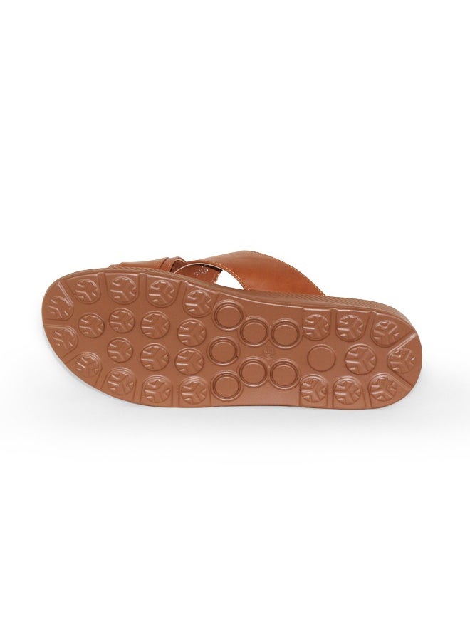 BOTELI High Quality Men 40-45 Big Size Leather Sandals Brown Two Straps Slipper Shoes Pu Sole Breathable Sandals  - Image 4