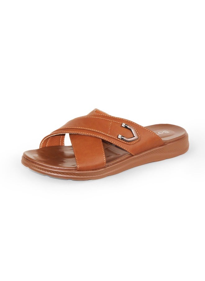 BOTELI High Quality Men 40-45 Big Size Leather Sandals Brown Two Straps Slipper Shoes Pu Sole Breathable Sandals  - Image 5