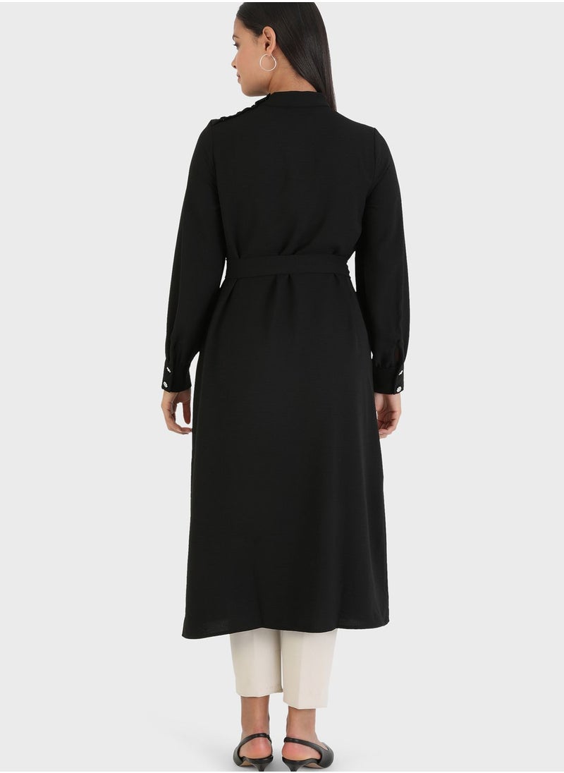 Refka by modanisa - Belt Detail Crew Neck Tunic - Image 1
