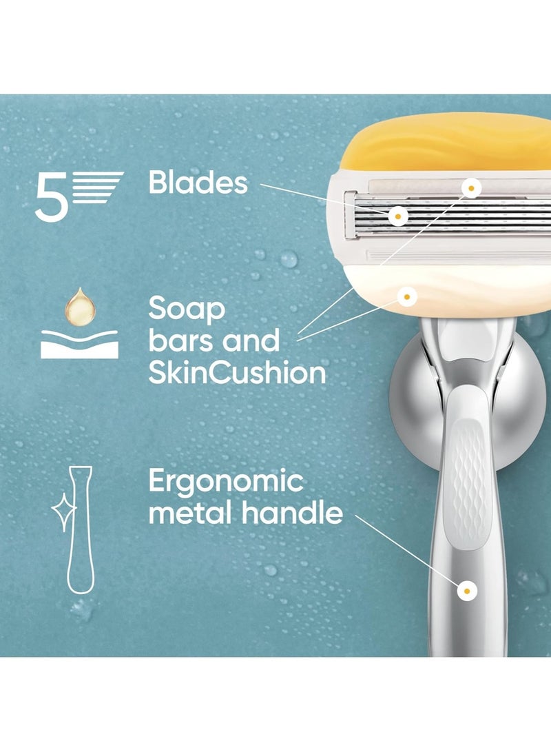 Gillette Venus and Olay Plus Comfortglide Coconut Women's Razor with Metal Handle - 5 Blades, 2 Razor - Image 3