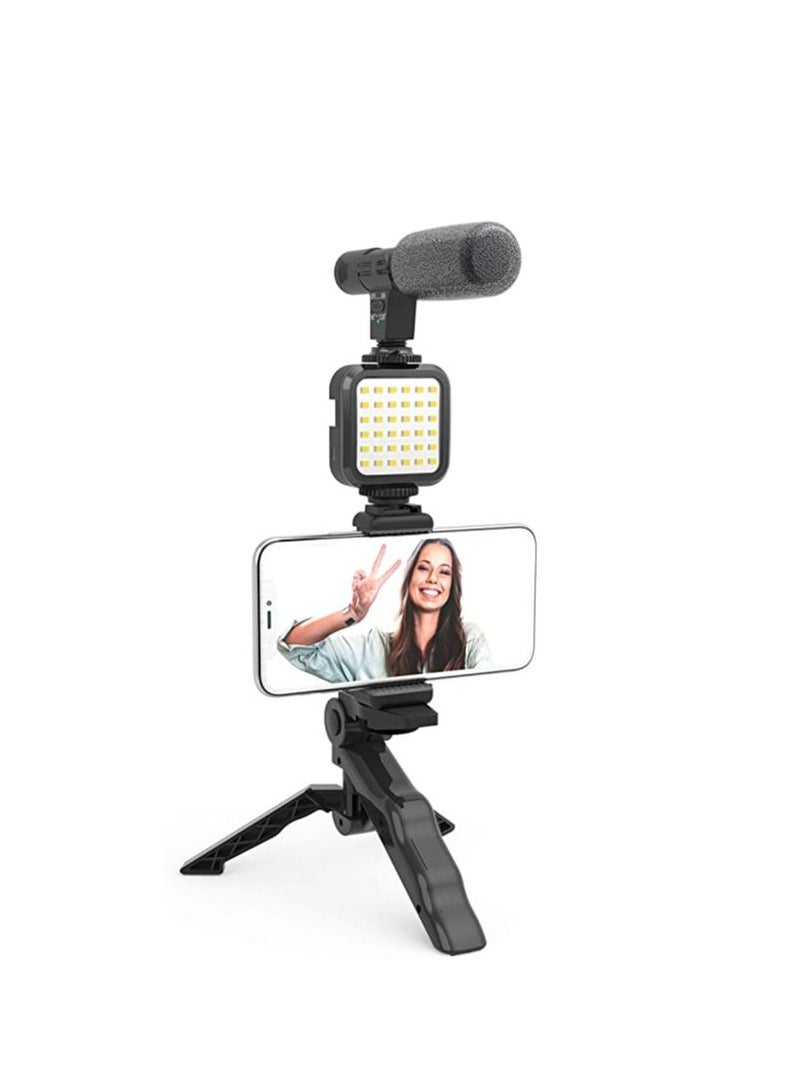 Phone Planet DigiPower Vlogging"Like Me" LED Video Light + Microphone + Mobile Phone Holder + Hand Grip/Mini Tripod Compatible with Smartphones for TikTok, Youtube, Live Streaming and Meetings - Image 2