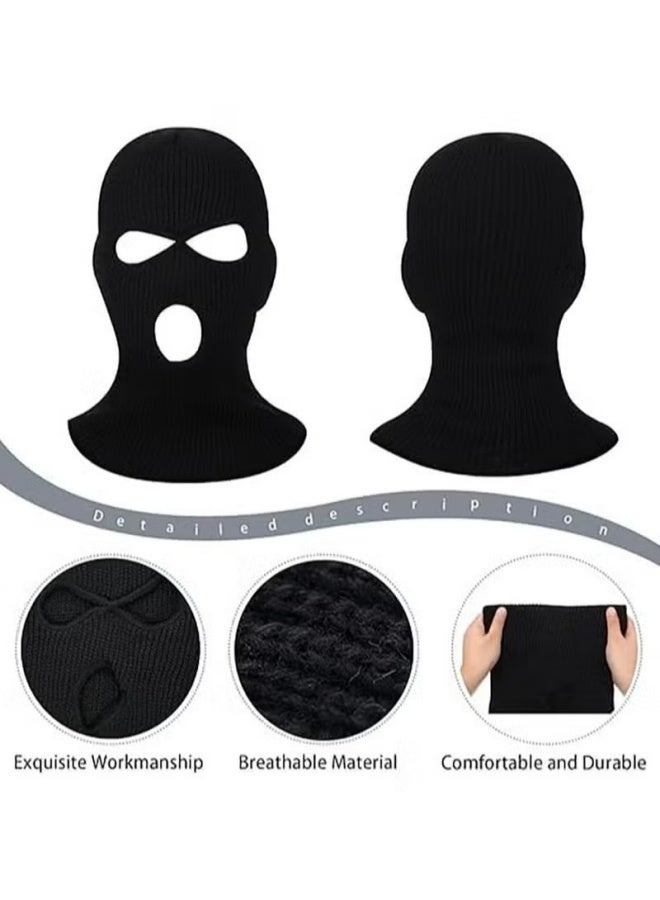 3 Hole Balaclava Full Face Mask Unisex Winter Neck Warm Knitted Balaclava Face Cover for Men Women Outdoor Sport Fishing Skiing One Size Fit All - Image 3