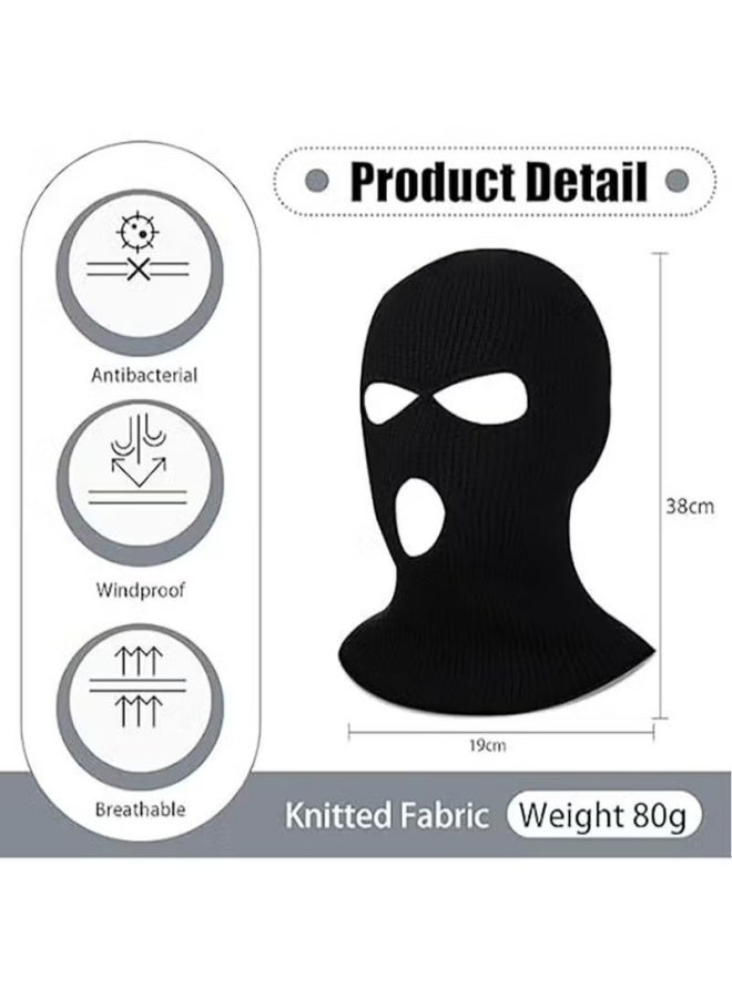 3 Hole Balaclava Full Face Mask Unisex Winter Neck Warm Knitted Balaclava Face Cover for Men Women Outdoor Sport Fishing Skiing One Size Fit All - Image 2