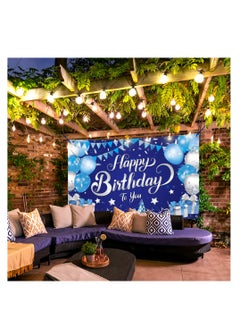 KASTWAVE Happy Birthday Banner, 72x44 Inch Happy Birthday Backdrop for Boys, Blue and Silver Birthday Banner for Men Women, Birthday Party Decorations Party Supplies  - Image 5