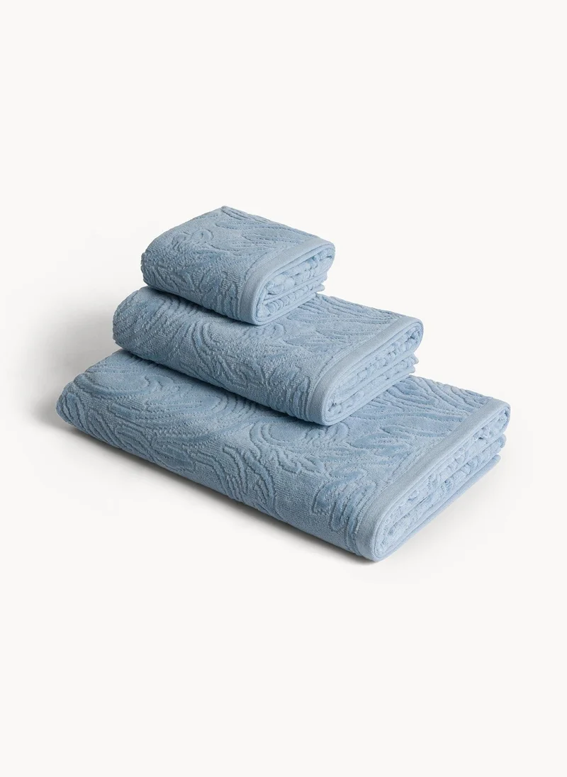 Coincasa Coincasa-Cotton Velour Towel Damask Work-Bath Sheets-70X140CM-Blue