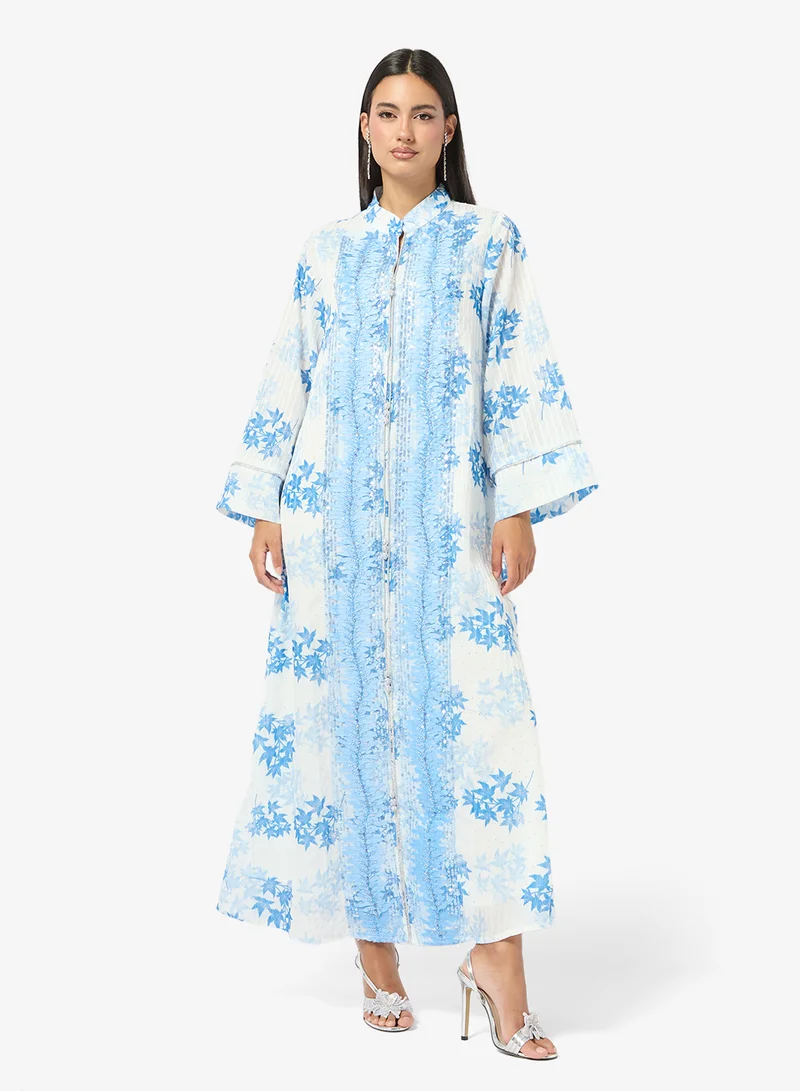 Khizana  Monochrome Printed Jalabiya for Women | Best Price UAE