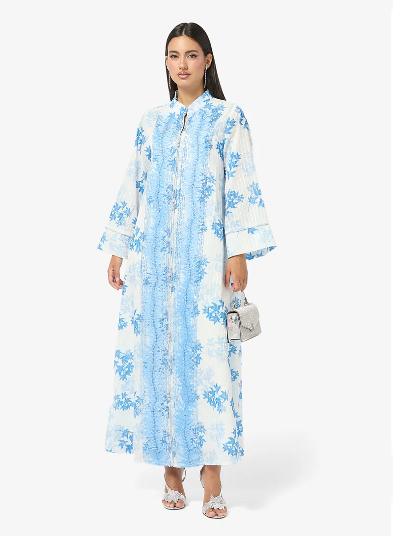 Khizana Monochrome Printed Jalabiya