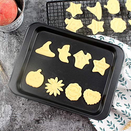 Shinsin Small Baking Sheet 2 Pack, Shinsin 8 Inch Nonstick Baking Pans for Oven w/Rimmed Border, Professional Reusable Baking Trays for Toaster Oven Replacement - Image 5