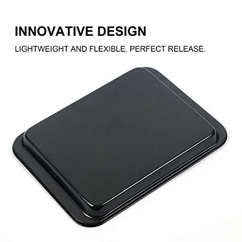 Shinsin Small Baking Sheet 2 Pack, Shinsin 8 Inch Nonstick Baking Pans for Oven w/Rimmed Border, Professional Reusable Baking Trays for Toaster Oven Replacement - Image 4