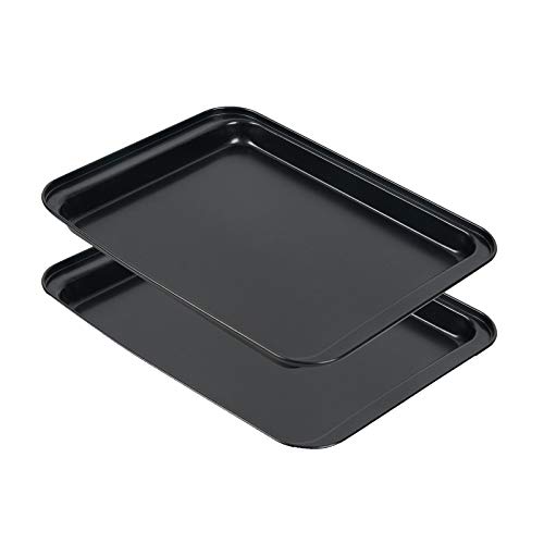 Shinsin Small Baking Sheet 2 Pack, Shinsin 8 Inch Nonstick Baking Pans for Oven w/Rimmed Border, Professional Reusable Baking Trays for Toaster Oven Replacement - Image 1