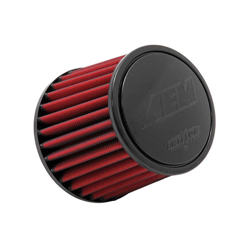 AEM 21203DK Universal DryFlow ClampOn Air Filter Round Tapered 3 in 76 mm Flange ID 5125 in 130 mm Height 6 in 152 mm Base 5125 in 130 mm Top Red
