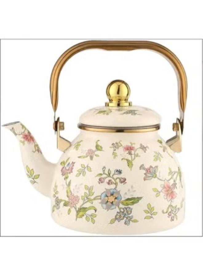 general Classic enamel teapot/coffee maker with filter – 1.5L extra-large thickened body, featuring classic floral and herbal aroma design – suitable for gas, electric, ceramic, and induction cooktops – an elegant coffee/tea maker, perfect for home use or as a gift. - Image 2