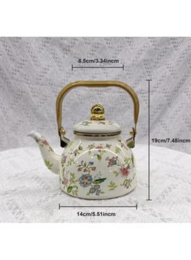 general Classic enamel teapot/coffee maker with filter – 1.5L extra-large thickened body, featuring classic floral and herbal aroma design – suitable for gas, electric, ceramic, and induction cooktops – an elegant coffee/tea maker, perfect for home use or as a gift. - Image 3