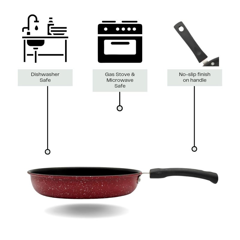 LAZYwindow Nonstick Fry Pan, 22 cm Diameter, 1L Capacity, Heat-Resistant Handle | Base Color Red | Versatile and - Image 4