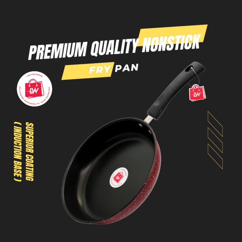 LAZYwindow Nonstick Fry Pan, 22 cm Diameter, 1L Capacity, Heat-Resistant Handle | Base Color Red | Versatile and - Image 2
