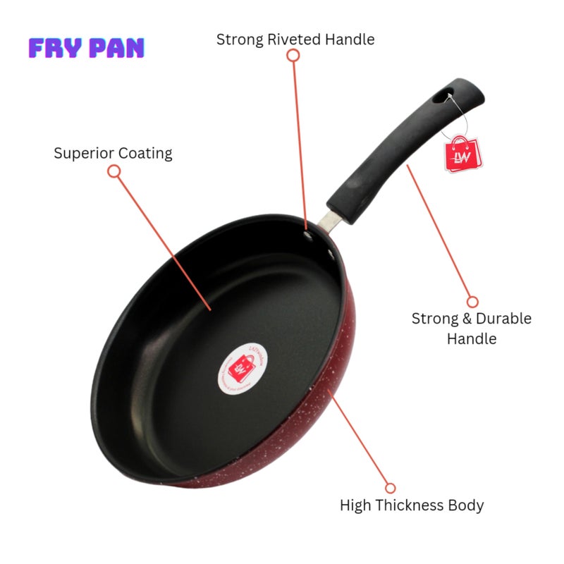 LAZYwindow Nonstick Fry Pan, 22 cm Diameter, 1L Capacity, Heat-Resistant Handle | Base Color Red | Versatile and - Image 5