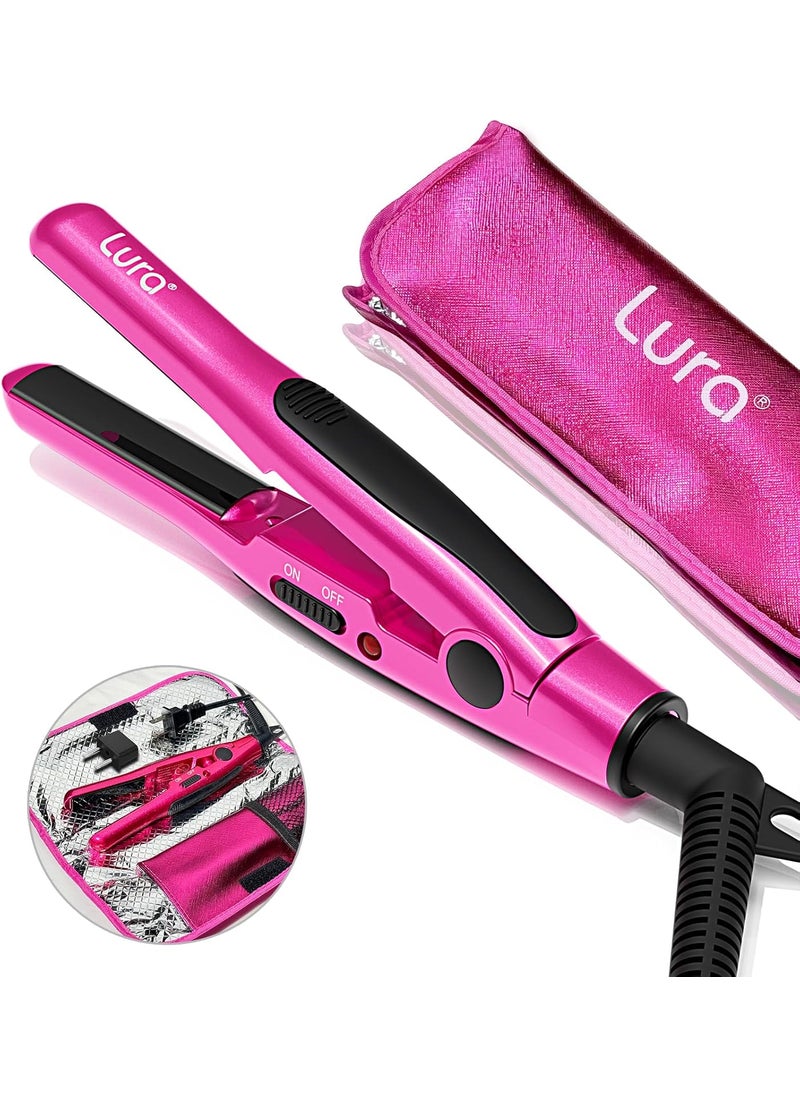LURA LURA Mini Flat Iron for Short Hair,1/2 Inch Small Hair Straightener for Edges,Dual Voltage Flat Irons for European Travel,Tiny Portable Hair Straightening Irons for Pixie Haircut 