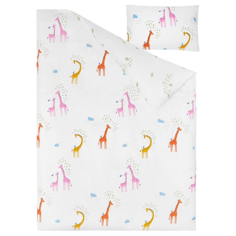 Baitique Kids 3-Piece Bedlinen Set, Giraffe Pattern on White, Cotton, 150x200/50x80 cm (incl. Storage Bag) - Image 2