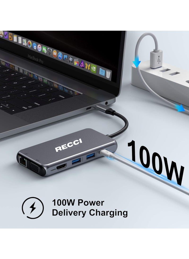 Recci 7-in-1 USB-C Hub Multiport Adapter | HDMI 4K, Ethernet, PD, USB 3.0, SD/TF, Audio Jack | Compatible with MacBook, iPad, Windows & Type-C Laptops  - Image 5