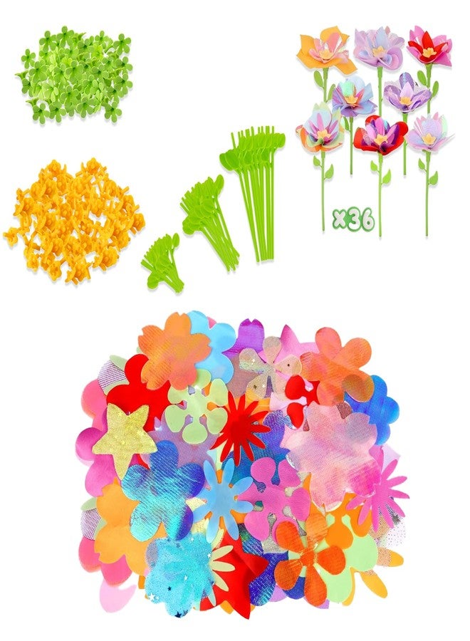 Cretargio DIY Flower Craft Kit Accessories - Make 36 Extra Fabric Flowers| Refill Parts for Flower Bouquet Building Toy | Arts & Crafts Set for Girls Ages 3-10 - Image 1