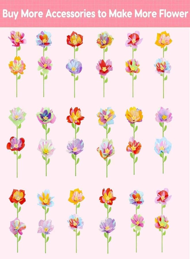 Cretargio DIY Flower Craft Kit Accessories - Make 36 Extra Fabric Flowers| Refill Parts for Flower Bouquet Building Toy | Arts & Crafts Set for Girls Ages 3-10 - Image 3