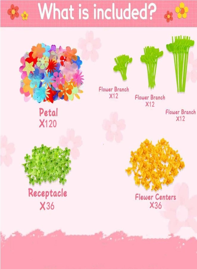 Cretargio DIY Flower Craft Kit Accessories - Make 36 Extra Fabric Flowers| Refill Parts for Flower Bouquet Building Toy | Arts & Crafts Set for Girls Ages 3-10 - Image 2