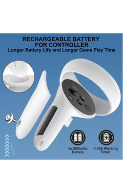 Captaintech Charging Dock Station for Oculus Quest 2 - Fast VR Charger Stand for Oculus/Meta Quest 2 Headset Touch Controller Accessories with 2 Rechargeable Batteries,USB-C Charger and Cable(White)  - Image 3
