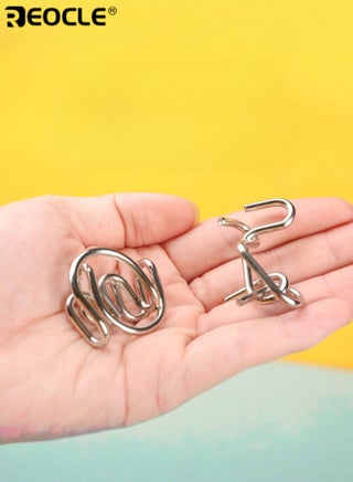 Metal Wire Puzzle Set of 8 Brain Teaser IQ Test Disentanglemen Iron Link Unlock Interlock Game Chinese Ring Magic Trick Toy for Party Favor Kids Adults Challenge - view 3