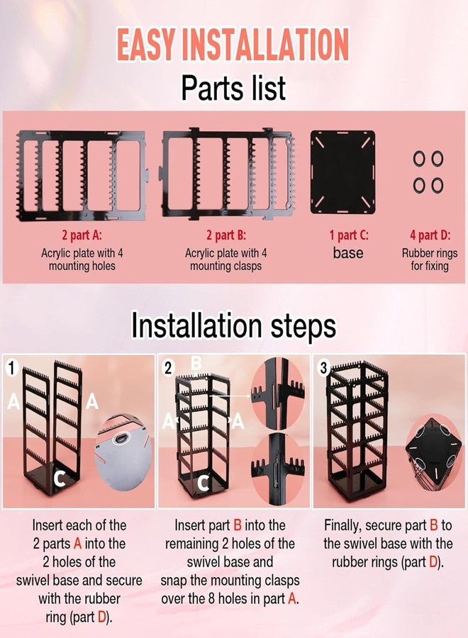 LUCES 4 Sided Hanging Earring Jewelry Organizer 216 Holes 212 Grooves Jewellery Display Stands Chain Organiser Stand Suitable For Necklace & Bracelets & Jhumka Ring Stud Holder Black - Image 4