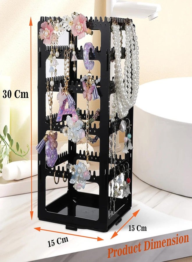 LUCES 4 Sided Hanging Earring Jewelry Organizer 216 Holes 212 Grooves Jewellery Display Stands Chain Organiser Stand Suitable For Necklace & Bracelets & Jhumka Ring Stud Holder Black - Image 2