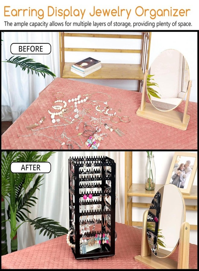 LUCES 4 Sided Hanging Earring Jewelry Organizer 216 Holes 212 Grooves Jewellery Display Stands Chain Organiser Stand Suitable For Necklace & Bracelets & Jhumka Ring Stud Holder Black - Image 5