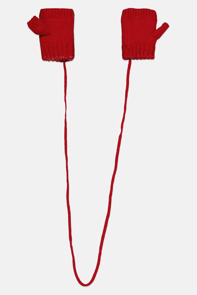 Sergent Major Toddlers Girl 1 Pair Crochet Gloves, Red  - Image 2